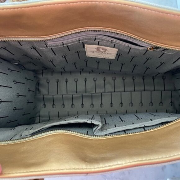 SPARTINA 449 beach life Beaded Coral Linen Blue Gold Tote Shoulder Bag - Picture 9 of 17